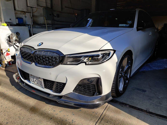 BMW 3 Series 330i M340i G20 G21 Pre-LCI 2020-2022
(fitment for 330i requires M-Sport package bumper) with Aftermarket Parts - Vacuumed Carbon & FRP Front Lip from CMST Tuning