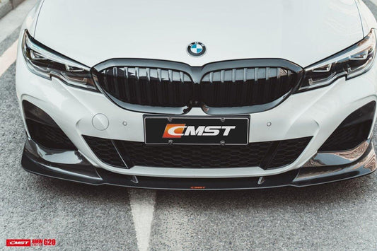 BMW 3 Series 330i M340i G20 G21 Pre-LCI 2020-2022
(fitment for 330i requires M-Sport package bumper) with Aftermarket Parts - Vacuumed Carbon & FRP Front Lip from CMST Tuning