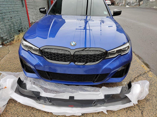 BMW 3 Series 330i M340i G20 G21 Pre-LCI 2020-2022
(fitment for 330i requires M-Sport package bumper) with Aftermarket Parts - Vacuumed Carbon & FRP Front Lip from CMST Tuning