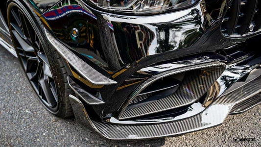 Mercedes Benz E-Class E63S E63 W213 2021-2023 with Aftermarket Parts - Pre-preg Carbon Fiber FRP Front Lip Splitter from CMST Tuning