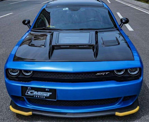 Dodge Challenger Demon Redeye Hellcat T/A Scat Pack 392 SRT R/T SXT SE 2008-2023 with Aftermarket Parts - Carbon Fiber / FRP Hood Bonnet from CMST Tuning