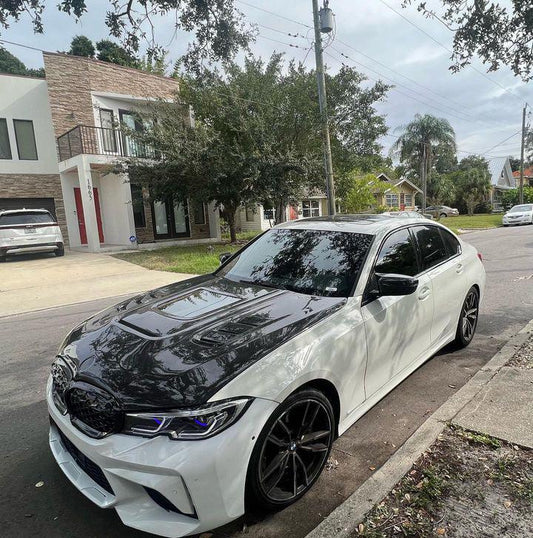 BMW 3 Series M340i 330i G20 G21 2019-ON with Aftermarket Parts - Hood Bonnet Carbon Fiber / FRP from CMST Tuning