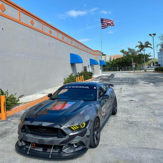 Ford Mustang GT 5.0 V6 3.6 Ecoboost 2.3 S550.1 2015-2017 with Aftermarket Parts - Clearview Glass Style Hood Bonnet Carbon Fiber / FRP from CMST Tuning
