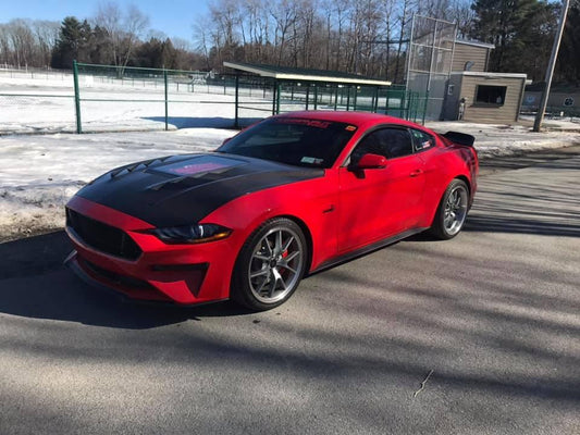 Ford Mustang GT 5.0 Mach1 Bullitt Ecoboost 2.3 S550.2 2018-2023 with Aftermarket Parts - V2 Clearview Glass Style Hood Bonnet Carbon Fiber / FRP from CMST Tuning