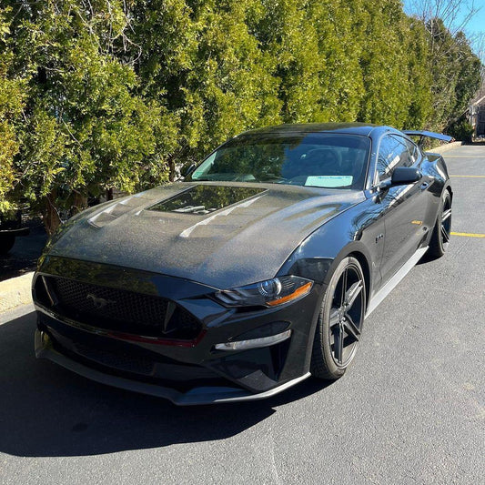 Ford Mustang GT 5.0 Mach1 Bullitt Ecoboost 2.3 S550.2 2018-2023 with Aftermarket Parts - V2 Clearview Glass Style Hood Bonnet Carbon Fiber / FRP from CMST Tuning