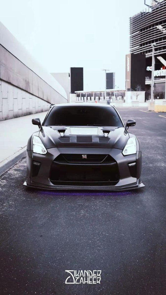 Nissan GTR Nismo T-Spec Premium Pure 2017-2024
(for installation on 2008-2016 vehicles, 2017-2024 front bumper is recommended) with Aftermarket Parts - V2 Tempered Clearview Glass Style Hood Bonnet Carbon Fiber / FRP Hood Bonnet from CMST Tuning
