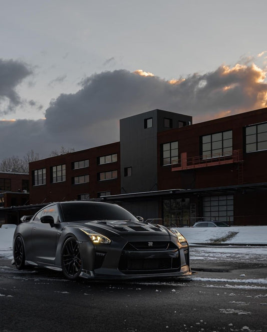 Nissan GTR Nismo T-Spec Premium Pure 2017-2024
(for installation on 2008-2016 vehicles, 2017-2024 front bumper is recommended) with Aftermarket Parts - V2 Tempered Clearview Glass Style Hood Bonnet Carbon Fiber / FRP Hood Bonnet from CMST Tuning
