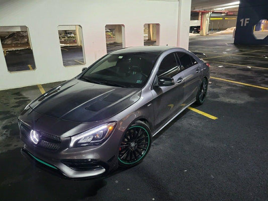 Mercedes Benz CLA45 AMG CLA250 C117 2014-2019 with Aftermarket Parts - Vented Style Hood Bonnet Carbon Fiber from CMST Tuning