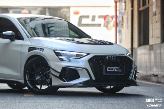 Audi RS3 S3 A3 8Y 2021-ON with Aftermarket Parts - V2 Hood Bonnet Carbon Fiber / FRP from  CMST Tuning