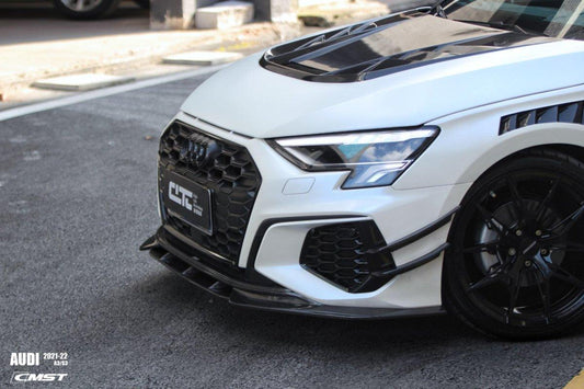 Audi RS3 S3 A3 8Y 2021-ON with Aftermarket Parts - V2 Hood Bonnet Carbon Fiber / FRP from  CMST Tuning