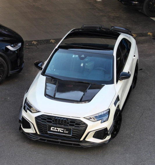 Audi RS3 S3 A3 8Y 2021-ON with Aftermarket Parts - V2 Hood Bonnet Carbon Fiber / FRP from  CMST Tuning