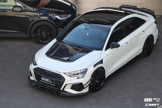 Audi RS3 S3 A3 8Y 2021-ON with Aftermarket Parts - V2 Hood Bonnet Carbon Fiber / FRP from  CMST Tuning