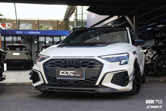 Audi RS3 S3 A3 8Y 2021-ON with Aftermarket Parts - V2 Hood Bonnet Carbon Fiber / FRP from  CMST Tuning