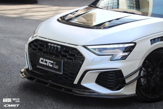 Audi RS3 S3 A3 8Y 2021-ON with Aftermarket Parts - V2 Hood Bonnet Carbon Fiber / FRP from  CMST Tuning