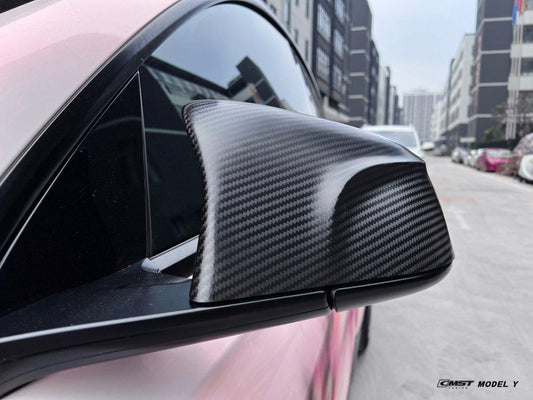 Tesla Model Y Performance AWD Long Range RWD Standard 2020-ON with Aftermarket Parts - Mirror Cover Pre-preg Carbon Fiber from CMST Tuning