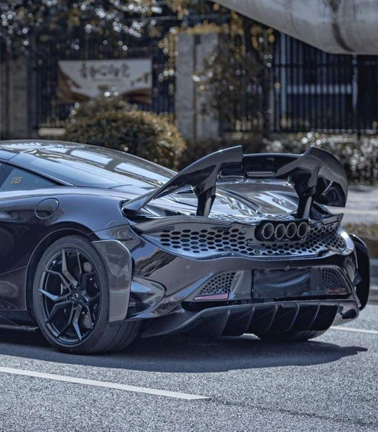 McLaren 720s 2018-2023 with Aftermarket Parts - 765lt Conversion Style Rear Bumper Vents Pre-preg Carbon Fiber / FRP from CMST Tuning