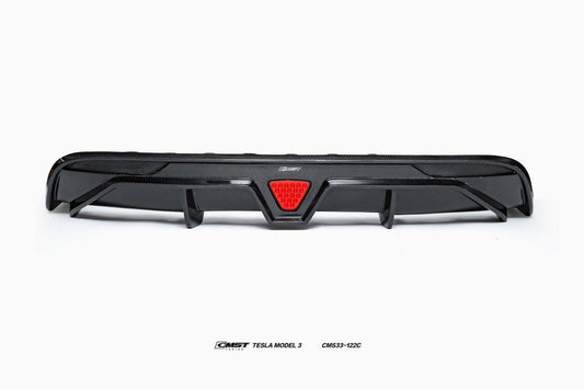 Tesla Model 3 Highland / Performance 2024-ON with Aftermarket Parts - V1 Style Rear Diffuser & Canards Carbon Fiber from CMST Tuning