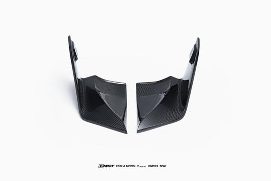 Tesla Model 3 Highland / Performance 2024-ON with Aftermarket Parts - V1 Style Rear Diffuser & Canards Carbon Fiber from CMST Tuning