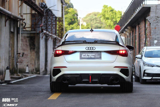 Audi S3 A3 S-line (with s-line bumper,does not fit base model) 8Y 2021-ON with Aftermarket Parts - Rear Diffuser Carbon Fiber from CMST Tuning