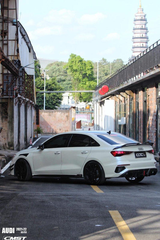 Audi S3 A3 S-line (with s-line bumper,does not fit base model) 8Y 2021-ON with Aftermarket Parts - Rear Diffuser Carbon Fiber from CMST Tuning