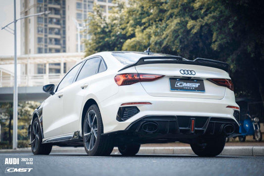 Audi S3 A3 S-line (with s-line bumper,does not fit base model) 8Y 2021-ON with Aftermarket Parts - Rear Diffuser Carbon Fiber from CMST Tuning