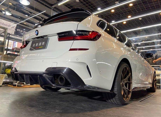 BMW 3 Series 330i M340i G20 G21 Pre-LCI 2020 2021 2022 (fitment for 330i requires M-Sport package bumper) with Aftermarket Parts - Rear Diffuser Carbon Fiber / FRP from CMST Tuning