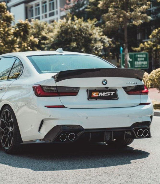 BMW 3 Series 330i M340i G20 G21 Pre-LCI 2020 2021 2022 (fitment for 330i requires M-Sport package bumper) with Aftermarket Parts - Rear Diffuser Carbon Fiber / FRP from CMST Tuning