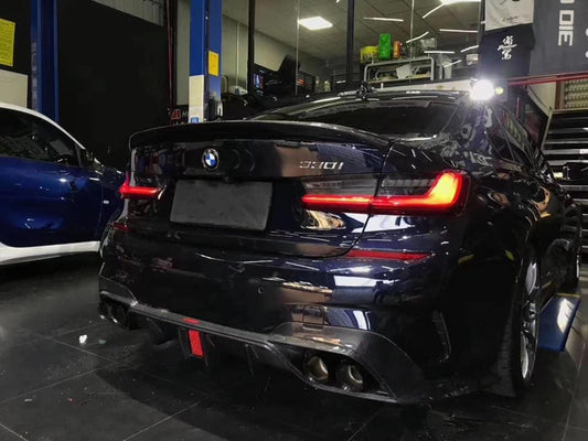 BMW 3 Series 330i M340i G20 G21 Pre-LCI 2020 2021 2022 (fitment for 330i requires M-Sport package bumper) with Aftermarket Parts - Rear Diffuser Carbon Fiber / FRP from CMST Tuning