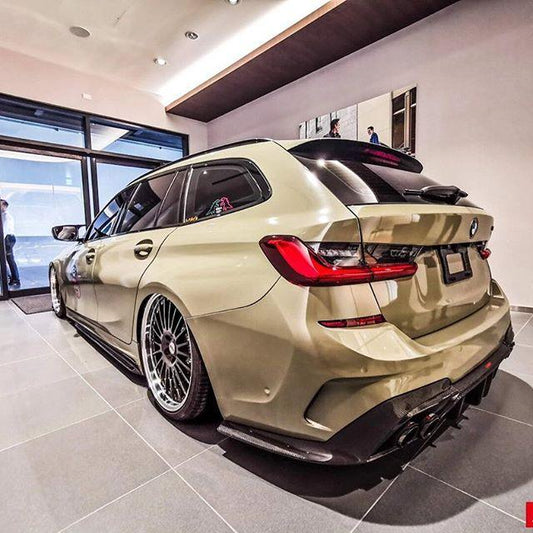 BMW 3 Series 330i M340i G20 G21 Pre-LCI 2020 2021 2022 (fitment for 330i requires M-Sport package bumper) with Aftermarket Parts - Rear Diffuser Carbon Fiber / FRP from CMST Tuning