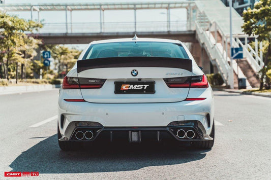 BMW 3 Series 330i M340i G20 G21 Pre-LCI 2020 2021 2022 (fitment for 330i requires M-Sport package bumper) with Aftermarket Parts - Rear Diffuser Carbon Fiber / FRP from CMST Tuning