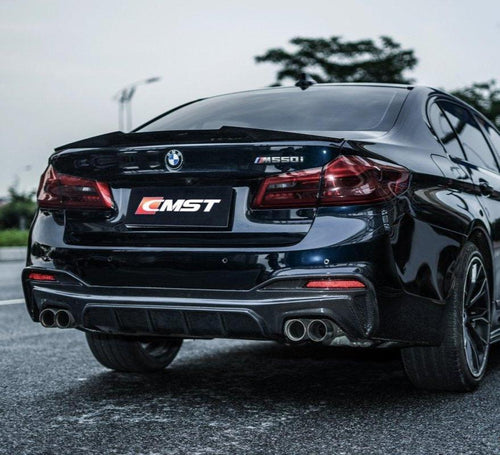 BMW 5 series M550 540 530 (with M-package bumper, does not fit base model) G30 Pre-LCI 2017-2020 with Aftermarket Parts - Carbon Fiber & FRP Rear Diffuser from CMST Tuning