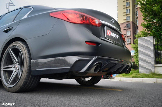 Infiniti Q50 Red Sport 400 Luxe Sensory Signature Premium Pure 2014-ON with Aftermarket Parts - Rear Diffuser Carbon Fiber from CMST Tuning
