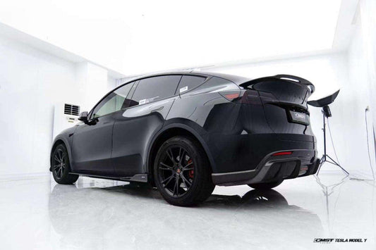 Tesla Model Y Performance AWD Long Range RWD Standard 2020-ON with Aftermarket Parts - V1 Style Rear Diffuser Carbon Fiber / FRP from CMST Tuning