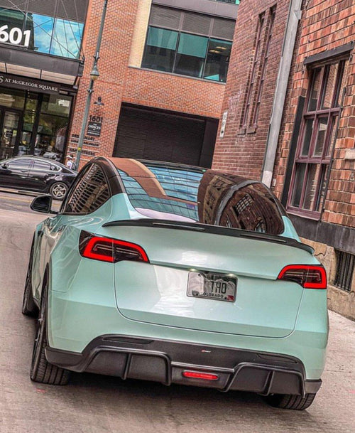 Tesla Model Y Performance AWD Long Range RWD Standard 2020-ON with Aftermarket Parts - V1 Style Rear Diffuser Carbon Fiber / FRP from CMST Tuning