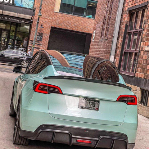 Tesla Model Y Performance AWD Long Range RWD Standard 2020-ON with Aftermarket Parts - V1 Style Rear Diffuser Carbon Fiber / FRP from CMST Tuning