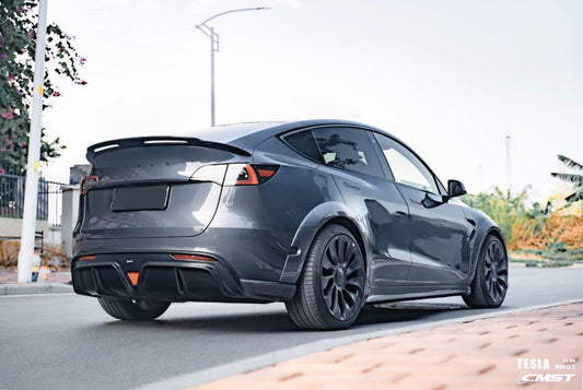 Tesla Model Y Performance AWD Long Range RWD Standard 2020-ON with Aftermarket Parts - V2 Style Rear Diffuser Carbon Fiber / FRP from CMST Tuning