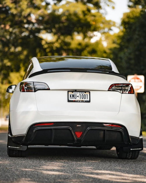 Tesla Model Y Performance AWD Long Range RWD Standard 2020-ON with Aftermarket Parts - V2 Style Rear Diffuser Carbon Fiber / FRP from CMST Tuning