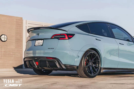 Tesla Model Y Performance AWD Long Range RWD Standard 2020-ON with Aftermarket Parts - V2 Style Rear Diffuser Carbon Fiber / FRP from CMST Tuning