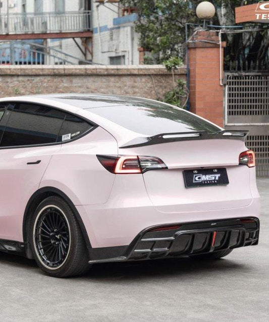 Tesla Model Y Performance AWD Long Range RWD Standard 2020-ON with Aftermarket Parts - V5 Style Rear Diffuser Carbon Fiber / FRP from CMST Tuning