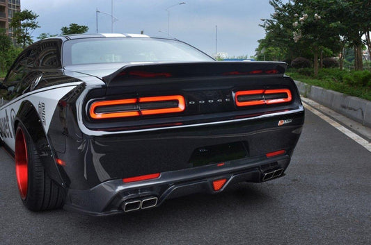 Dodge Challenger Hellcat Redeye T/A Scat Pack 392 SRT R/T SXT SE 2008-2023 with Aftermarket Parts - Rear Duck Bill Tail Spoiler Carbon Fiber / FRP from CMST Tuning
