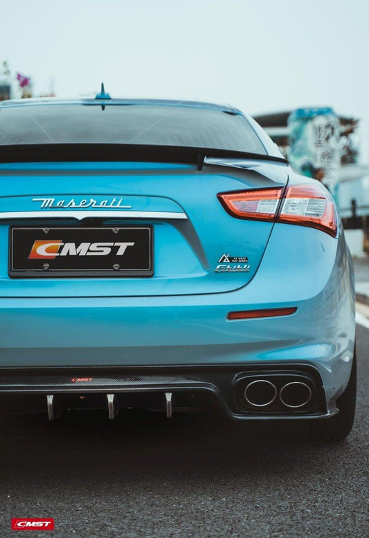 Maserati Ghibli 2014-ON with Aftermarket Parts - V2 Style Rear Duck Bill Tail Spoiler Carbon Fiber / FRP from CMST Tuning