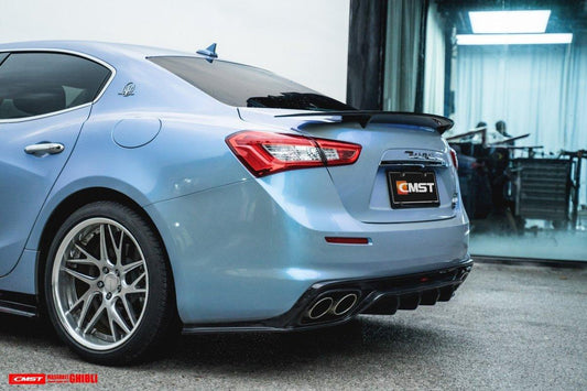 Maserati Ghibli 2014-ON with Aftermarket Parts - V2 Style Rear Duck Bill Tail Spoiler Carbon Fiber / FRP from CMST Tuning