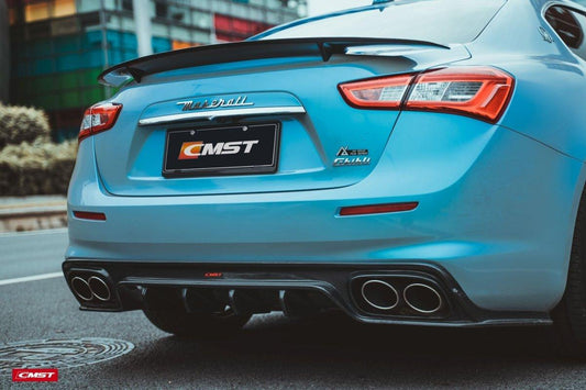 Maserati Ghibli 2014-ON with Aftermarket Parts - V2 Style Rear Duck Bill Tail Spoiler Carbon Fiber / FRP from CMST Tuning