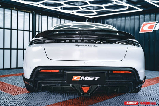 Porsche Taycan 9J1 Sedan RWD/4S/GTS/Turbo/Turbo S 2020-ON with Aftermarket Parts - Vacuumed Carbon & FPR Rear Spoiler from CMST Tuning