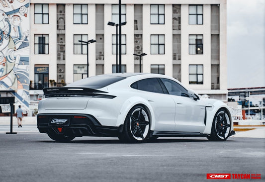 Porsche Taycan 9J1 Sedan RWD/4S/GTS/Turbo/Turbo S 2020-ON with Aftermarket Parts - Vacuumed Carbon & FPR Rear Spoiler from CMST Tuning