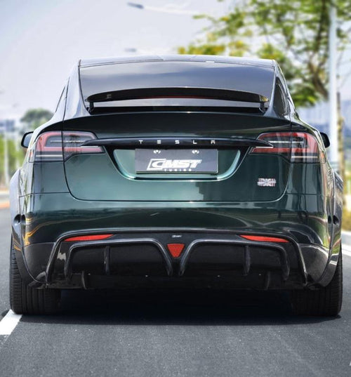 Tesla Model X Plaid Long Range Base 2022-ON with Aftermarket Parts - Rear Trunk Spoiler Carbon Fiber / FRP from CMST Tuning
