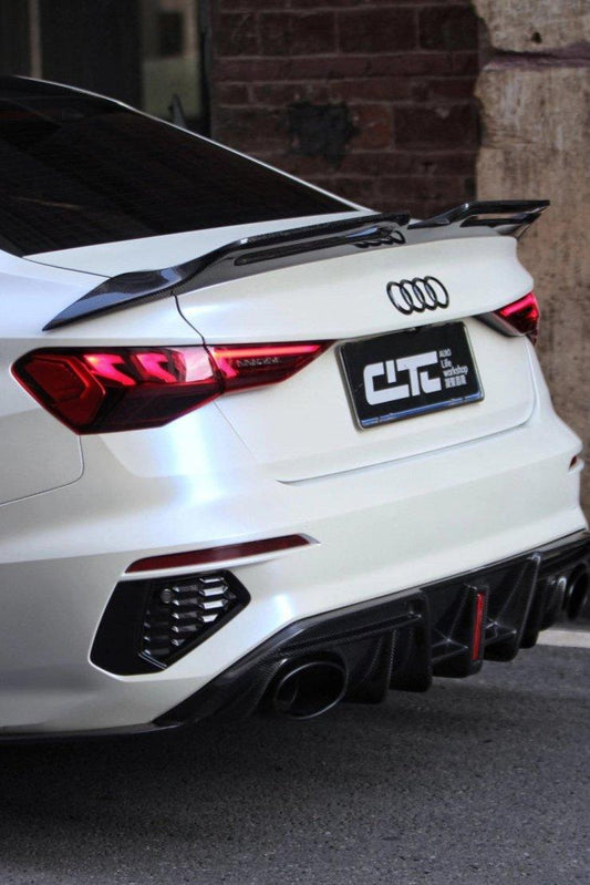 Audi RS3 S3 A3 8Y 2021-ON with Aftermarket Parts - Rear Spoiler Carbon Fiber from CMST Tuning