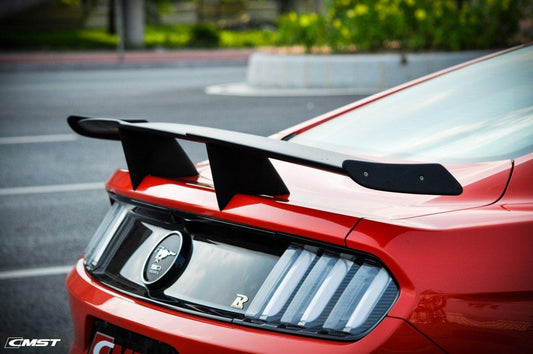 Ford Mustang GT 5.0 Mach1 Bullitt V6 3.6 Ecoboost 2.3 S550.1 S550.2 2015-2023 with Aftermarket Parts - V2 Style Rear Wing Carbon Fiber / FRP from CMST Tuning