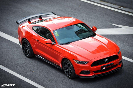 Ford Mustang GT 5.0 Mach1 Bullitt V6 3.6 Ecoboost 2.3 S550.1 S550.2 2015-2023 with Aftermarket Parts - V2 Style Rear Wing Carbon Fiber / FRP from CMST Tuning