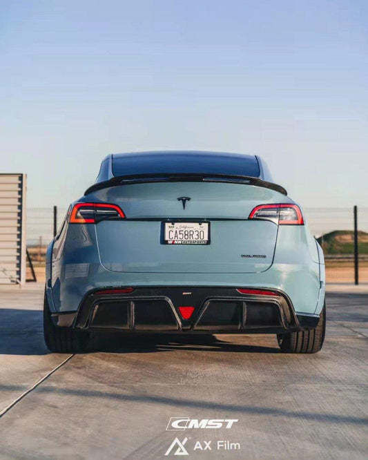 Tesla Model Y Performance AWD Long Range RWD Standard 2020-ON with Aftermarket Parts - V1 Style Rear Trunk Spoiler Carbon Fiber / FRP from CMST Tuning